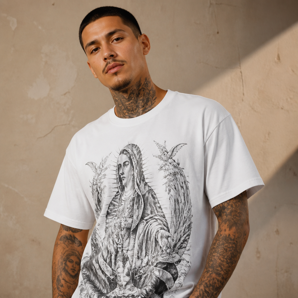 Modelo hombre con playera gráfica